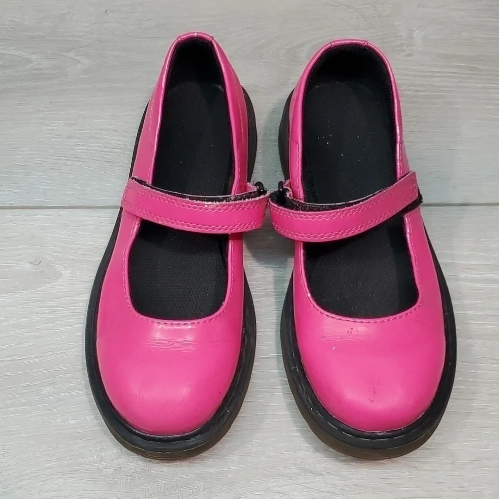 Dr.Martens Kids Girls Pink Tractor Platform Chunky Clogs Loafer shoes sz 2